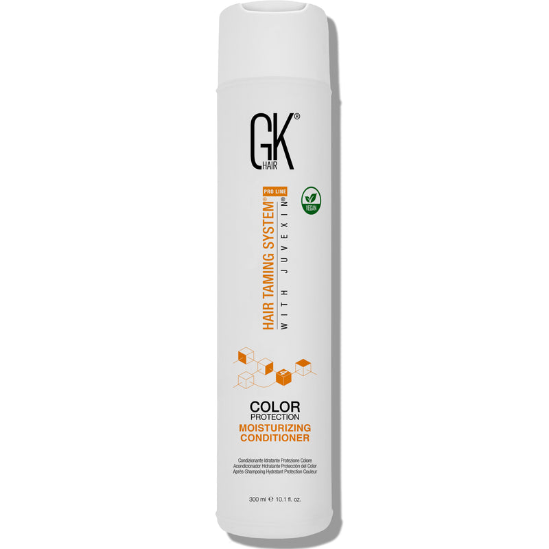 GK Hair Moisturizing Conditioner 300 ml white bottle with a white cap, front view, Color Protection label and vegan badge
