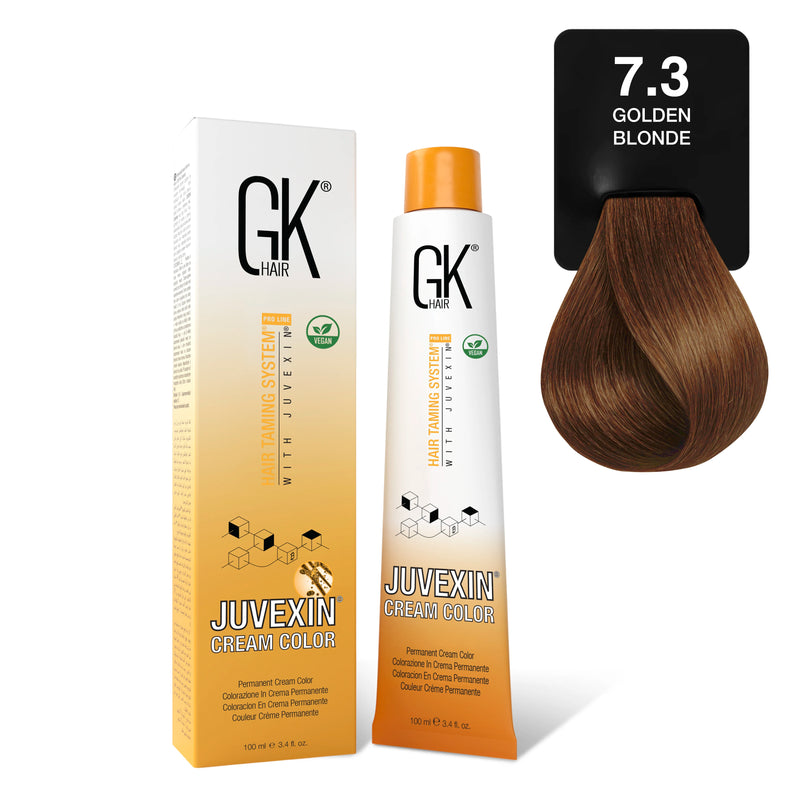 GK Hair's Juvexin 7.3 Golden Blonde Cream Color product set