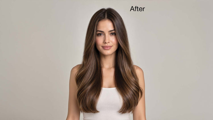 Close-up of weightless, detangled, and refreshed hair after using Leave-In Hair Spray.
