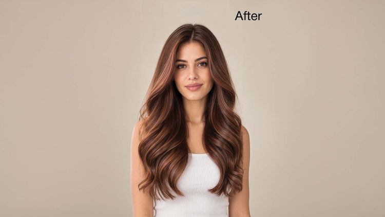 Close-up of vibrant, sealed, and glossy color-treated hair after using Color Sealing Treatment.