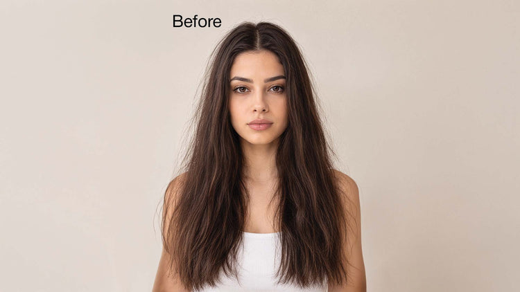 Close-up of flat and limp hair before using Styling Mousse