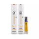 GK Hair Moisturizing Shampoo and Conditioner with orange accents next to a small clear bottle of Argan oil serum. All are for color protection.