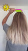 Creator reel: woman explains sun-exposed dry ends, switches to GK Hair UV protection shampoo, washes and shows sleek blonde hair
